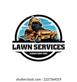 Lawn mower and service illustration logo vector