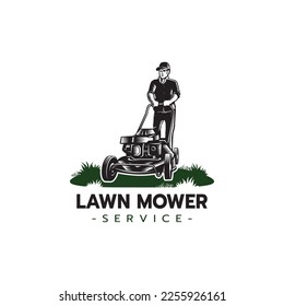 Lawn mower service logo icon isolated,Lawn mowing cutting grass,Gardener service logo icon isolated on white background vector illustration