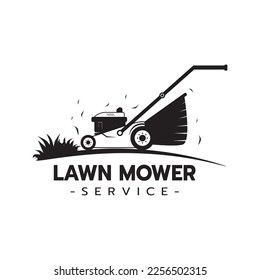 Lawn mower service logo icon isolated,Lawn mowing cutting grass,Gardener service logo icon isolated on white background vector illustration