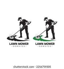 Lawn mower service logo icon isolated,Lawn mowing cutting grass,Gardener service logo icon isolated on white background vector illustration