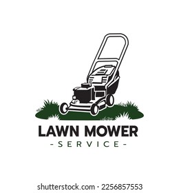 Lawn mower service logo icon isolated,Lawn mowing cutting grass,Gardener service logo icon isolated on white background vector illustration