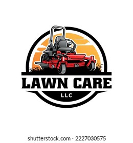 lawn mower and services illustration logo vector