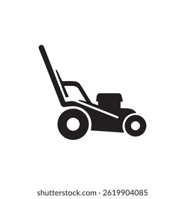 Lawn mower silhouette symbol in vector format on white background