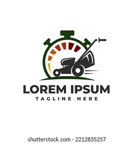 Lawn Mower Speed Work Logo Vector Icon Illustration