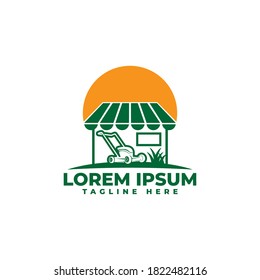 Lawn Mower Store Sign Logo Icon Vector