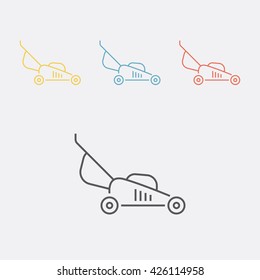 Lawn mower thin line icon. Vector illustration.