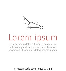 Lawn mower thin line icon. Vector illustration.