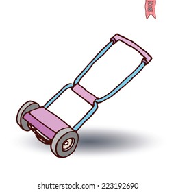  Lawn mower, vector illustration.