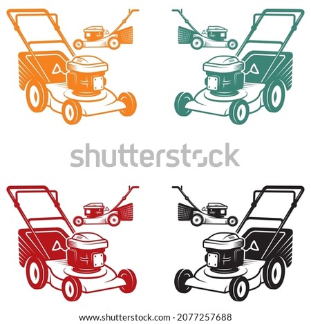 Lawn Mower Vector Illustration. Grass Cutter Isolated On A White Background. Gardening Equipment Icon
