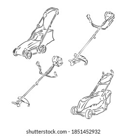 Lawn mower, vector illustration. lawn mower, vector sketch illustration