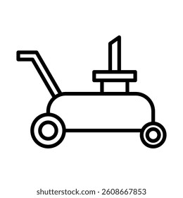 Lawn Mower Vector Line Icon Design