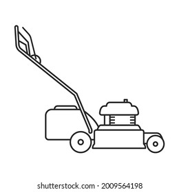 Lawn mower vector outline icon. Vector illustration lawnmower on white background. Isolated outline illustration icon of lawn mower .