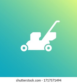 lawn mower vector white icon