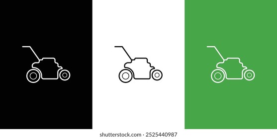 Lawn Mowers icon, Lawn Mower Machine Icon Outline Vector, lawn mower Icon, Various types of tractor machine, gardening grass-cutter. Lawn mower machine. Farm lawnmowers logo, riding garden tractor