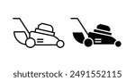 lawn mowers vector icon set in black color.
