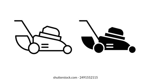 lawn mowers vector icon set in black color.