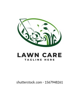 Lawn Mowing Care Logo Vector Icon Illustration