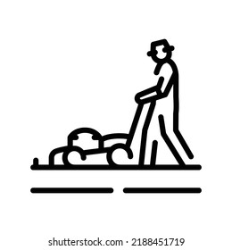 Lawn mowing color line icon. Garden service. Editable stroke.