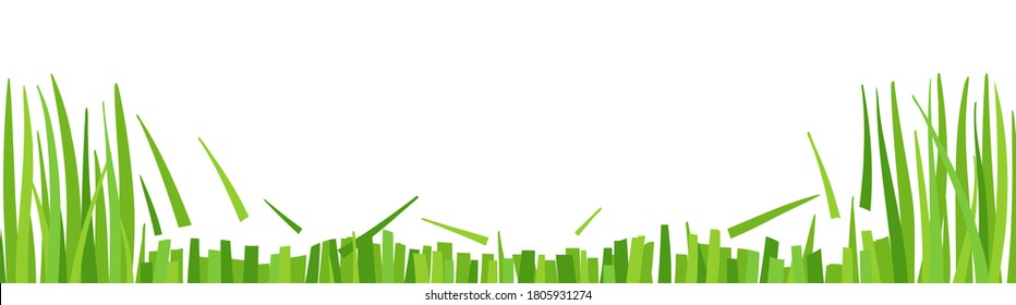 Lawn Mowing. Green Grass Cut. Horizontal Banner Background. Copy Space. Vector Illustration.