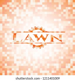 Lawn orange mosaic emblem with background
