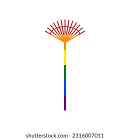 Lawn rake sign. Rainbow gay LGBT rights colored Icon at white Background. Illustration.