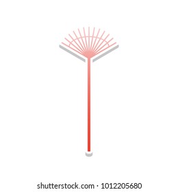 Lawn rake sign. Vector. Reddish icon with white and gray shadow on white background. Isolated.