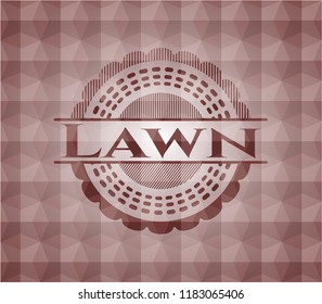 Lawn red emblem with geometric background. Seamless.