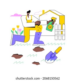 Lawn Repair Abstract Concept Vector Illustration. Renovation Service, Remove Thatch And Moss, Weed-free Lawn, Soil Compaction, Root Zone, Grass Seed, Turf Maintenance, Backyard Abstract Metaphor.