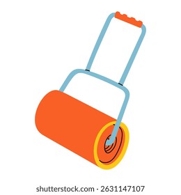 Lawn roller, isolated bright illustration. A metal tool. A product for the care of agricultural crops. Gardening tools. Suitable for ecology, garden, cleaning, household, packaging, infographics