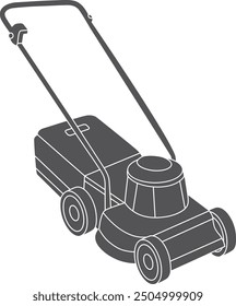 Lawn rotary trimmer. Mower machine black icon isolated on white background