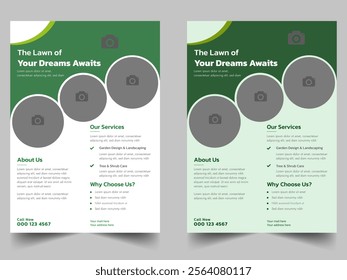 Lawn service flyer advertisement template, grass mowing marketing campaign concept, outdoor gardening abstract brochure, mown garden care leaflet concept, isolated lawnmower flyer template advert  