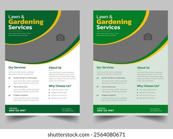 Lawn service flyer advertisement template, grass mowing marketing campaign concept, outdoor gardening abstract brochure, mown garden care leaflet concept, isolated, clean up, creative cutting, care