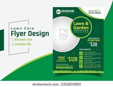 lawn service and gardening flyer design template