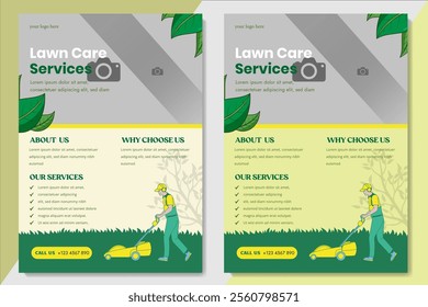 lawn service and gardening flyer design template