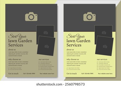 lawn service and gardening flyer design template