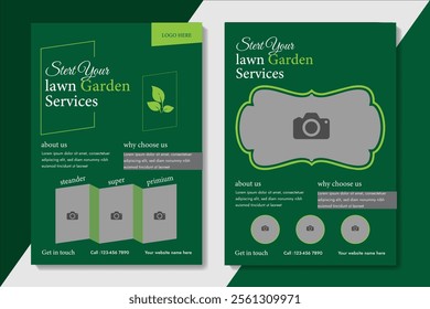 lawn service and gardening flyer design template