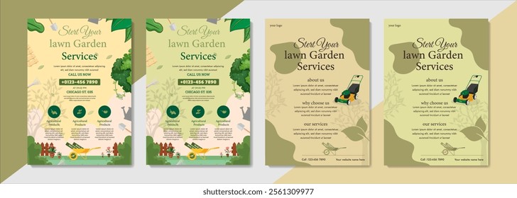 lawn service and gardening flyer design template