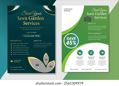 lawn service and gardening flyer design template