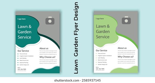 lawn service and gardening flyer design template