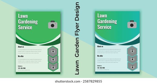 Lawn service and gardening flyer design template Business Flyer poster pamphlet brochure cover design layout background,