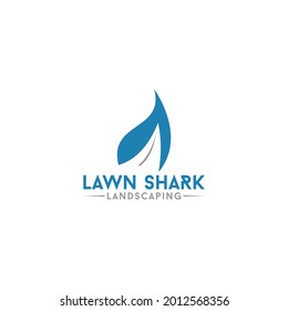 Lawn Shark Landscaping Logo Design Vector