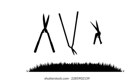 lawn shears silhouette, high quality vector