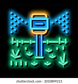 lawn sprayer neon light sign vector. Glowing bright icon lawn sprayer sign. transparent symbol illustration