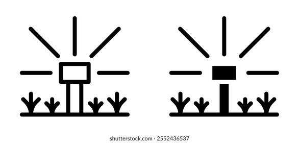 Lawn sprinkler liner icon vector set.