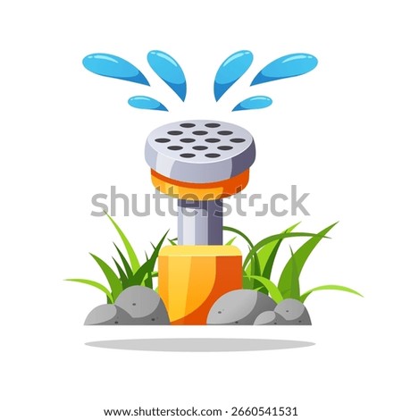 Lawn sprinkler pop up vector isolated on white background.