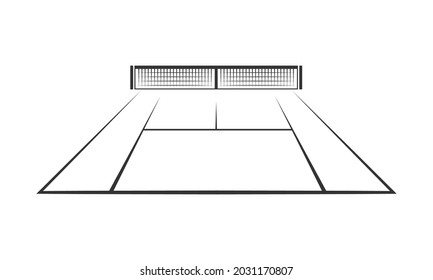 Lawn tennis court isolated on white background. Vector illustration