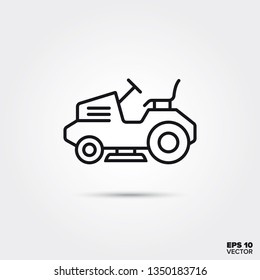Lawn tractor line icon. EPS 10 vector symbol.
