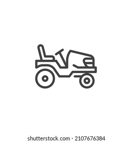 Lawn tractor line icon. linear style sign for mobile concept and web design. Lawn machine outline vector icon. Symbol, logo illustration. Vector graphics