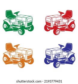 Lawn Tractor Vector Illustration. Lawnmower Icon Isolated On A White Background
