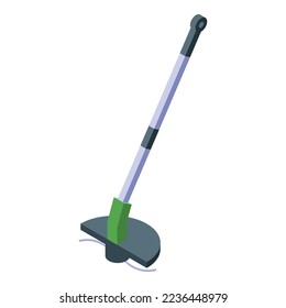 Icono de recorte de césped vector isométrico. La hierba del jardín. Herramienta de máquina